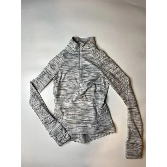 Lululemon Outrun The Elements 1/2 Zip Pullover Size 2 Space Dye White Black - Picture 1 of 7
